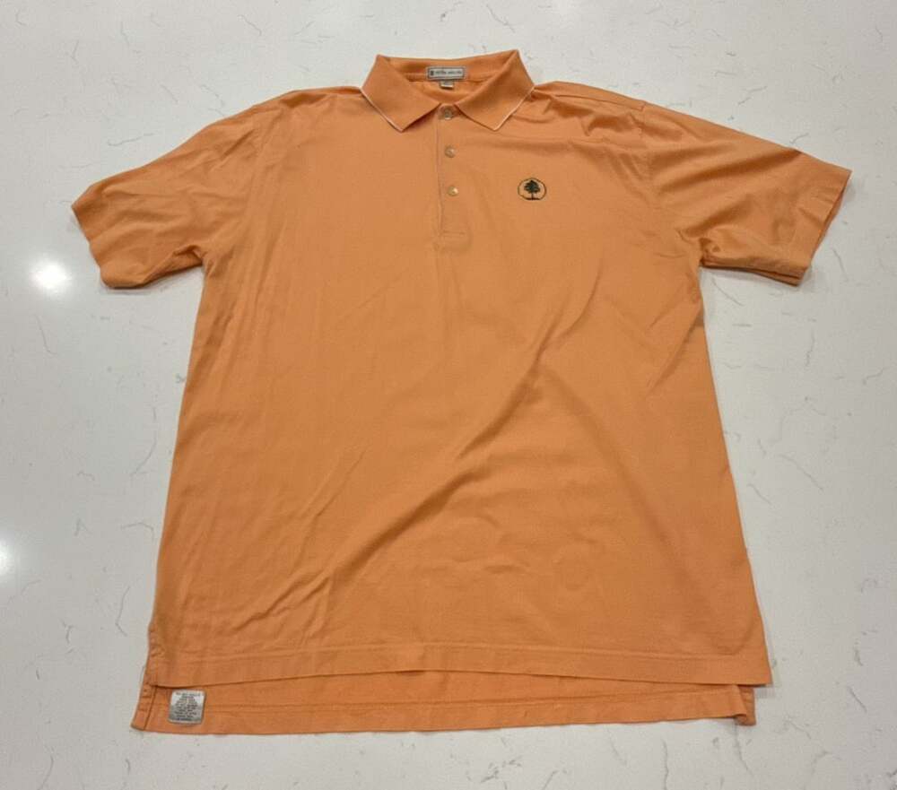 Peter Millar Golf Polo Size M Orange Tree Logo Cotton